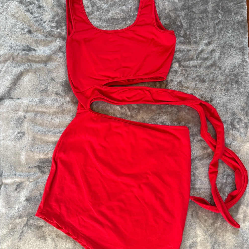 Stylish Red Cut-Out Dress